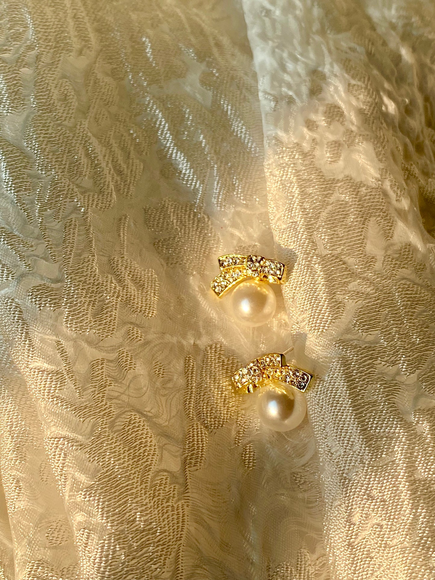 925 silver bow pearl earrings