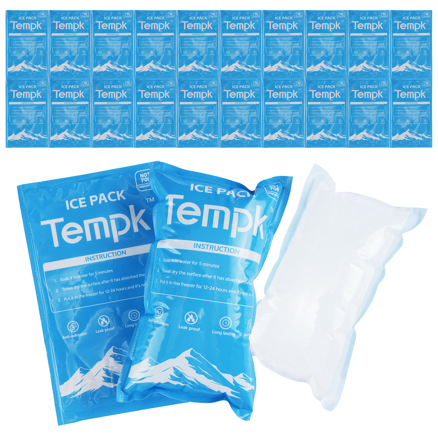 Dry Ice Packs for Shipping Non-Stick for Food Ice Bag Double-Sided Absorption Long Lasting Shipping Cold Packs for Coolers Lunch Bags Freezer 20 Packs
