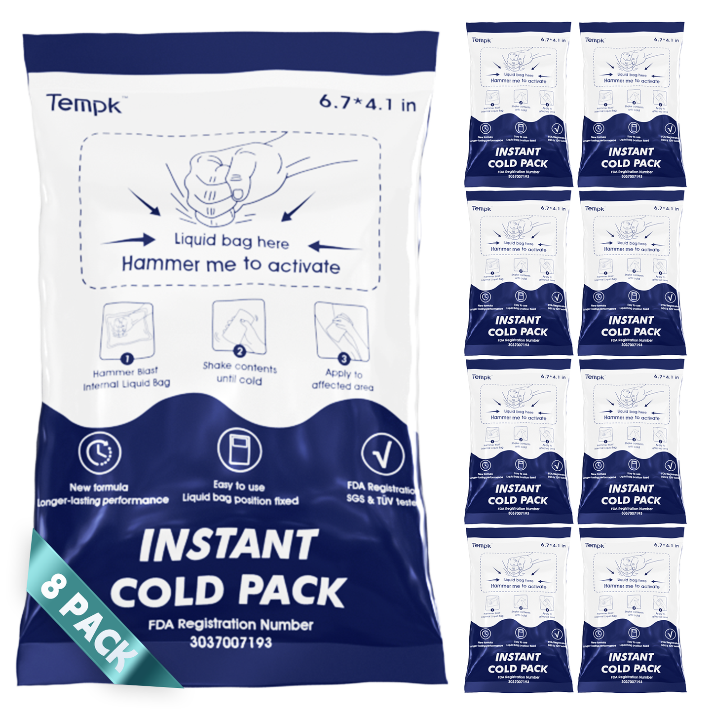 25-Packs Instant Cold Packs TUV/SGS Certified | 20mins Long-Lasting Ice Compress for Injuries, Pain Relief, Swelling | Disposable Cold Pack for Athletes, Sprains & First Aid