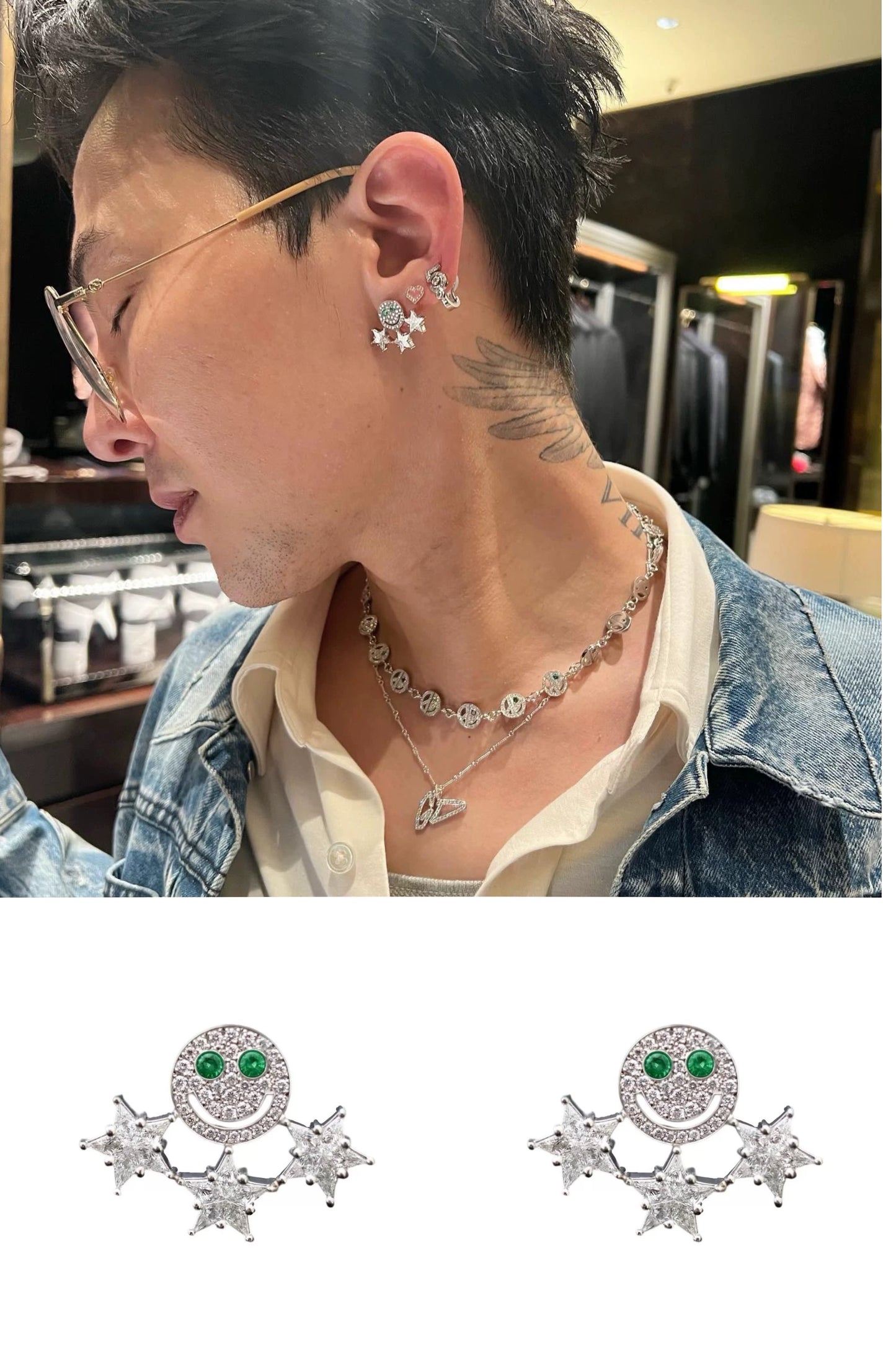 GD same style | eyefunny five-pointed star S925 silver earrings