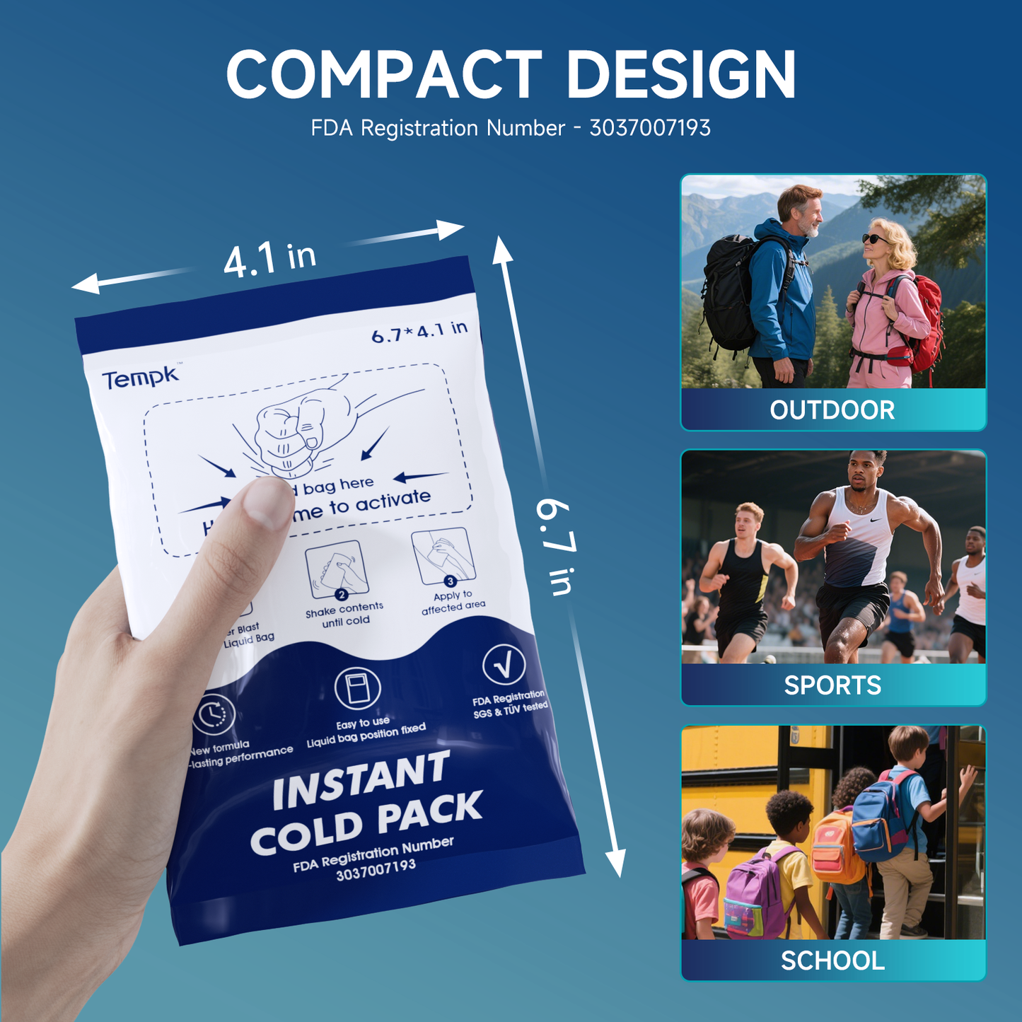 25-Packs Instant Cold Packs TUV/SGS Certified | 20mins Long-Lasting Ice Compress for Injuries, Pain Relief, Swelling | Disposable Cold Pack for Athletes, Sprains & First Aid