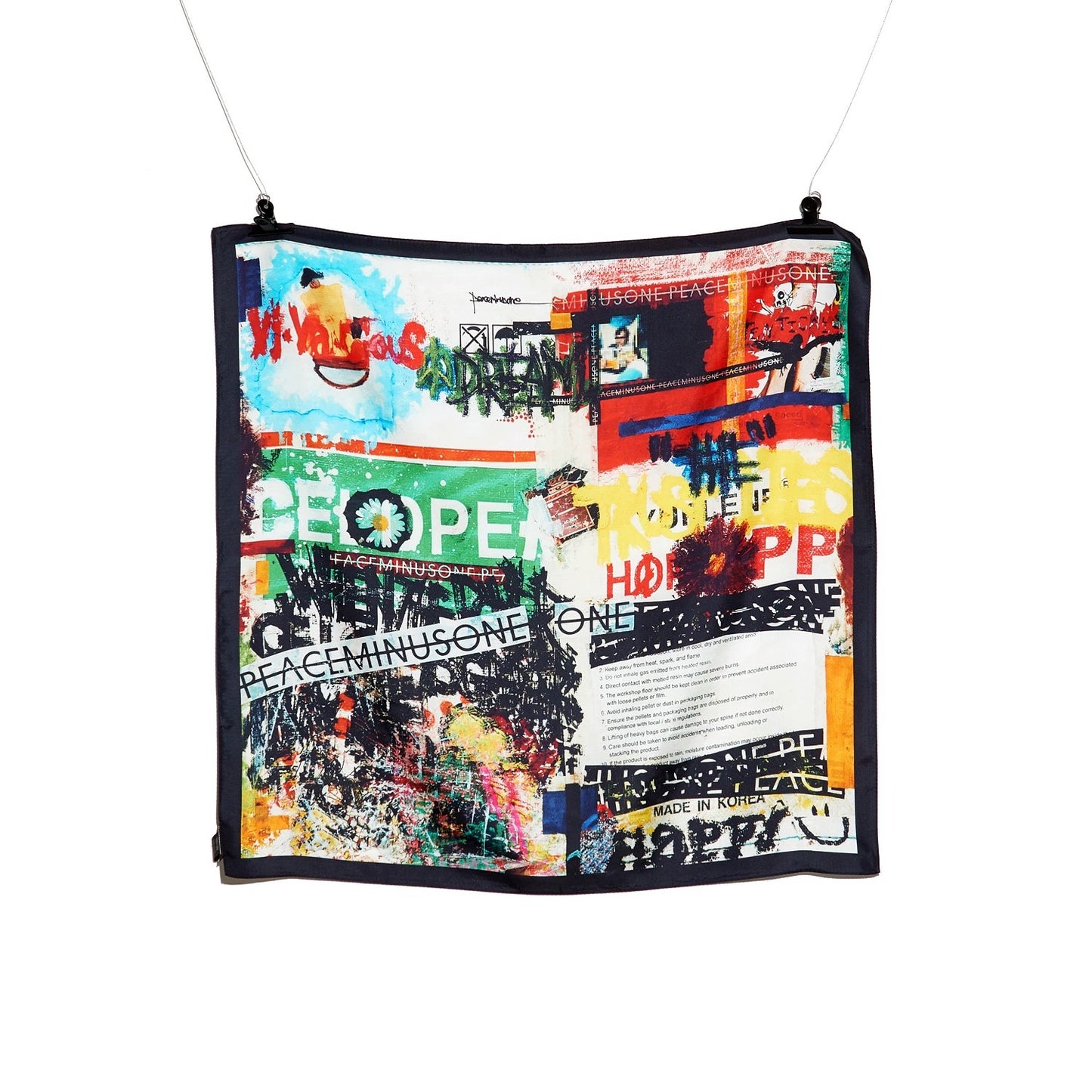 High-quality 2025 new GD's same graffiti style square scarf， pmo letter printed hip-hop scarf turban