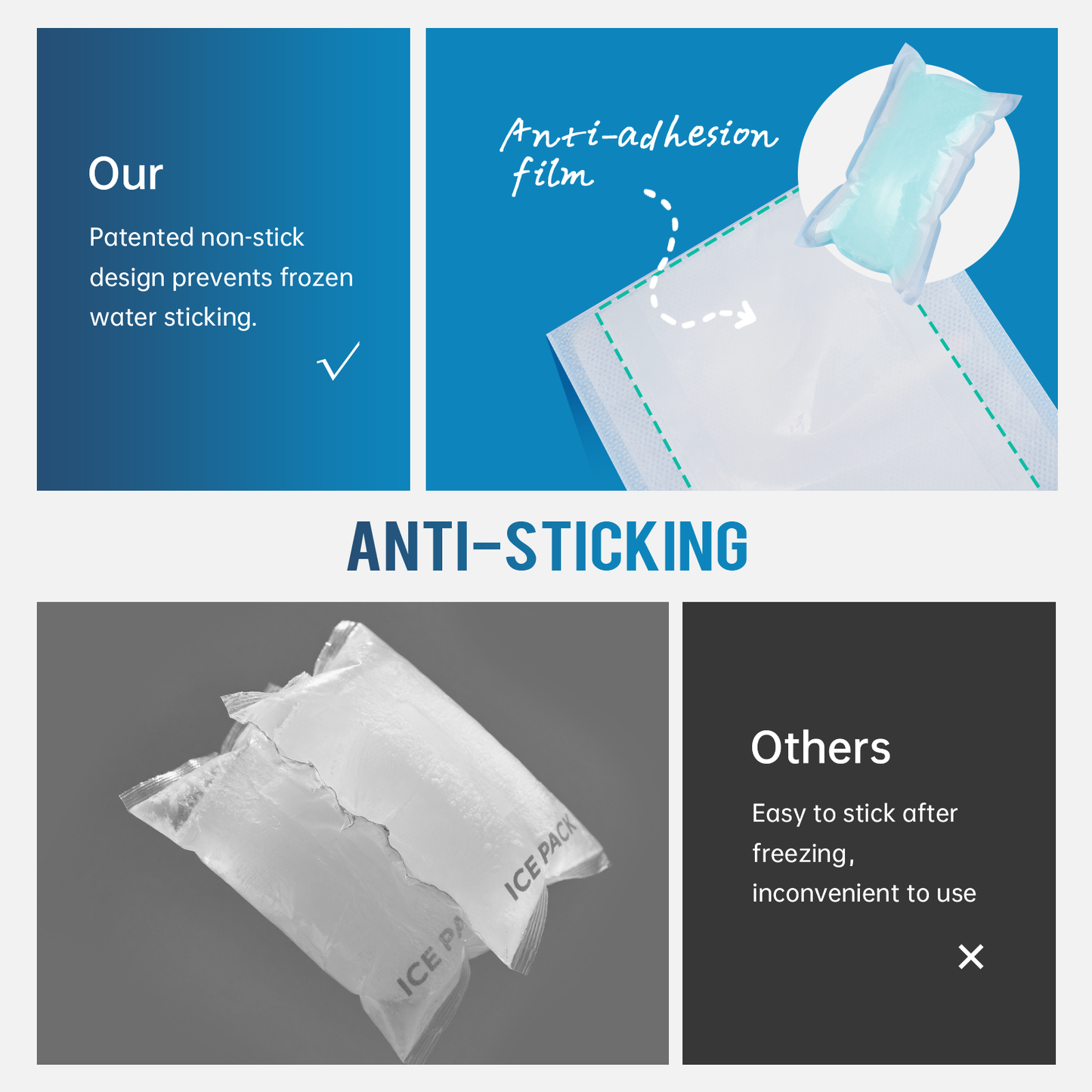 Dry Ice Packs for Shipping Non-Stick for Food Ice Bag Double-Sided Absorption Long Lasting Shipping Cold Packs for Coolers Lunch Bags Freezer 20 Packs
