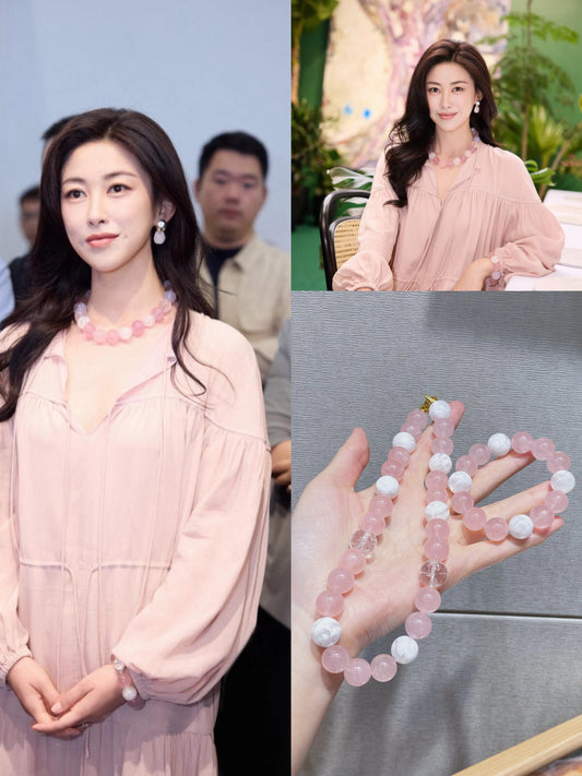 Zhuzhu's same pink crystal white crystal snowflake ghost bracelet.