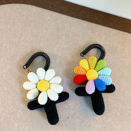 Daisy support stick, crochet pendant, handmade GD keychain