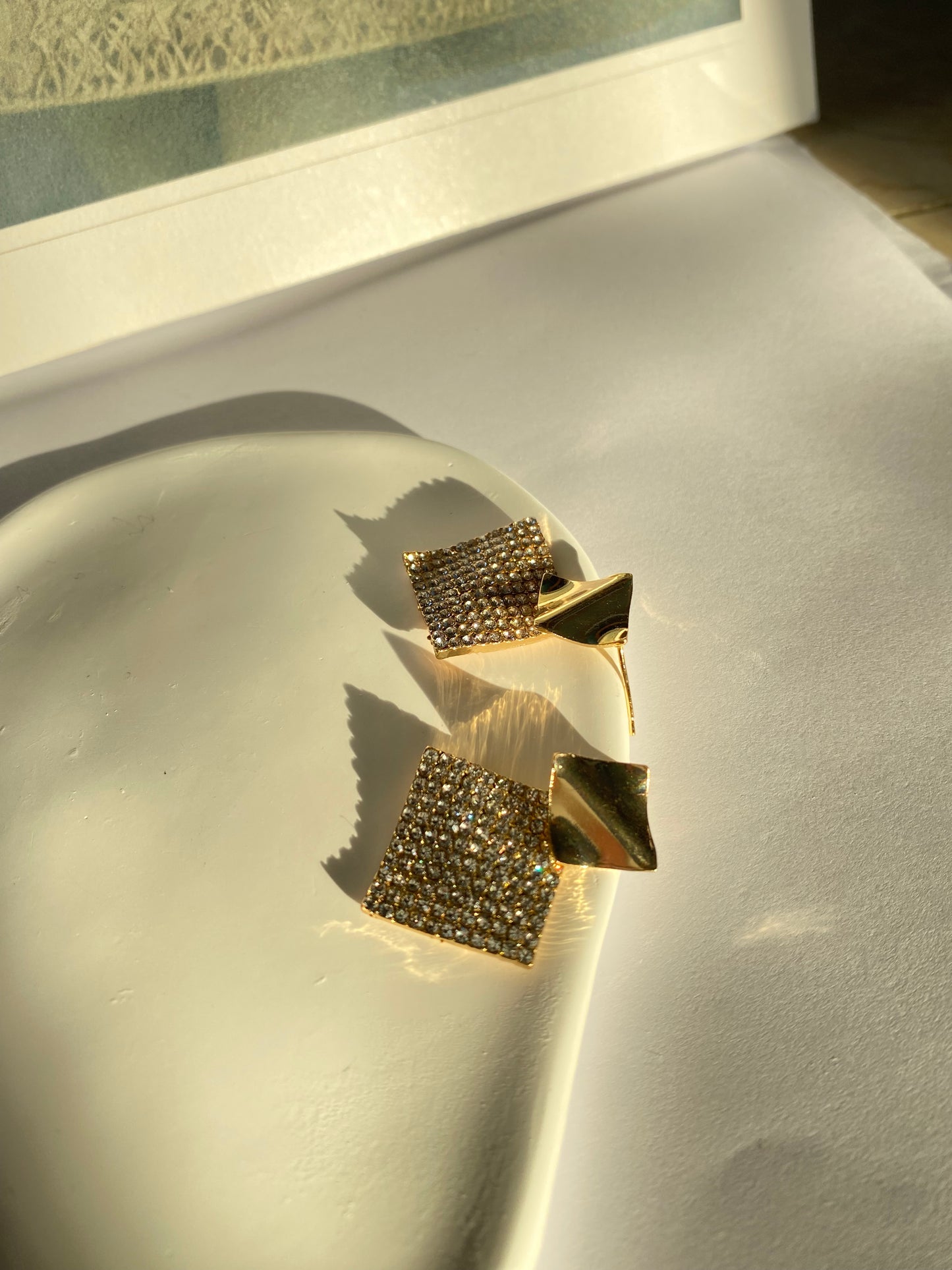 925 silver metal geometric earrings