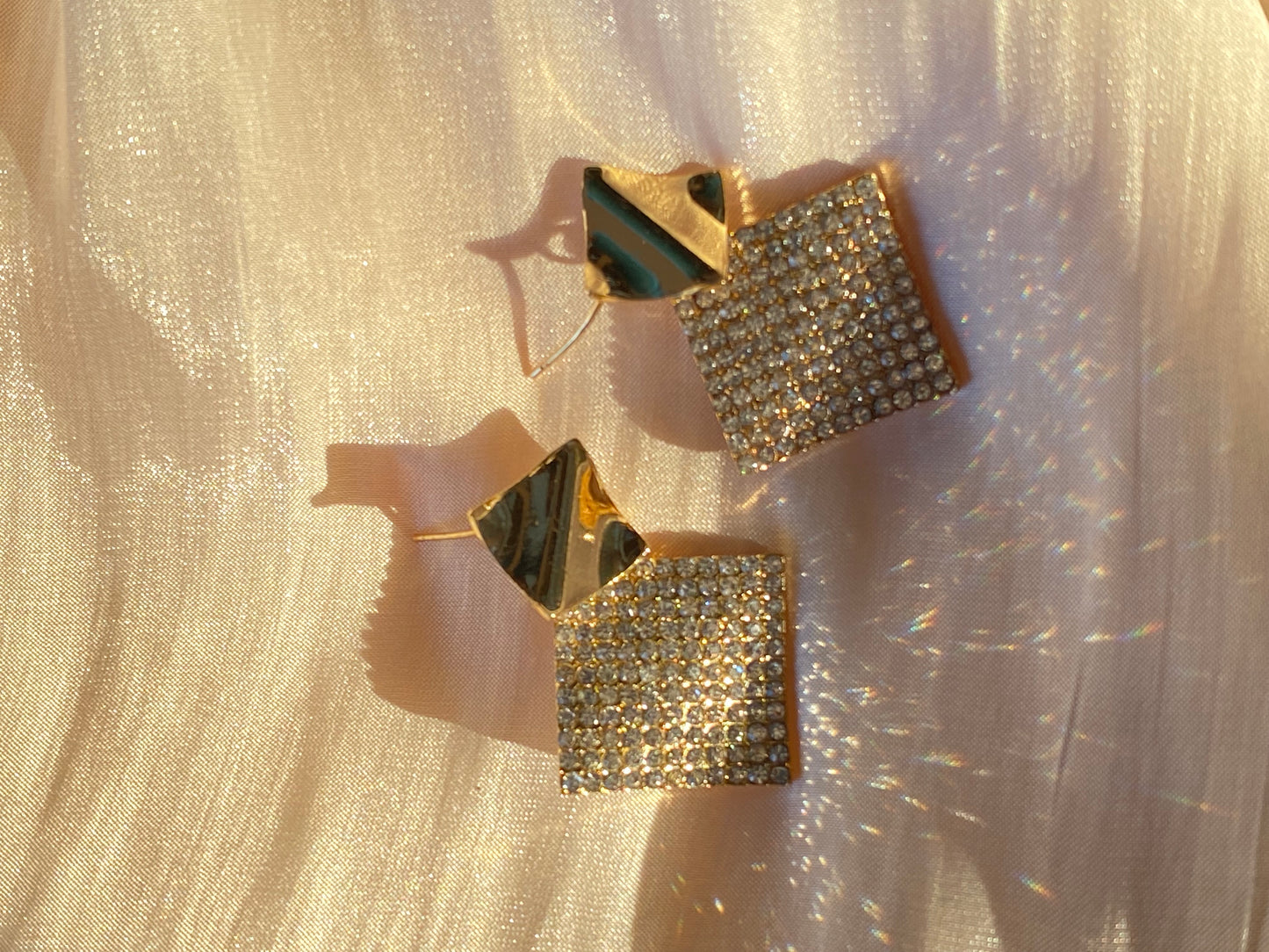 925 silver metal geometric earrings