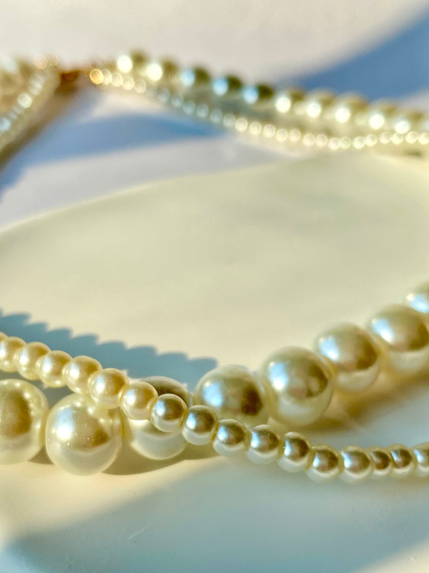 Double pearl necklace choker