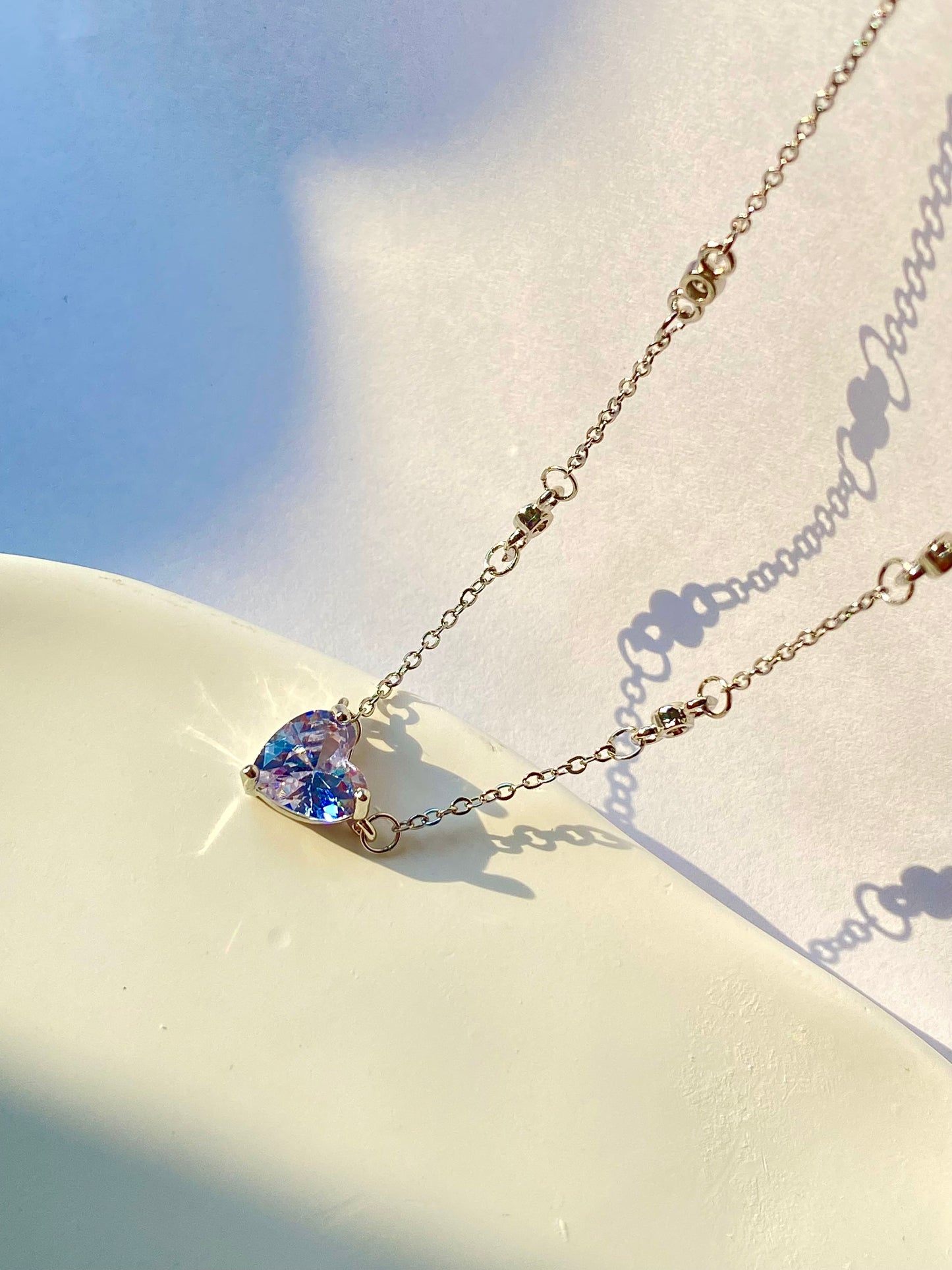 S925 sterling silver heart-shaped necklace