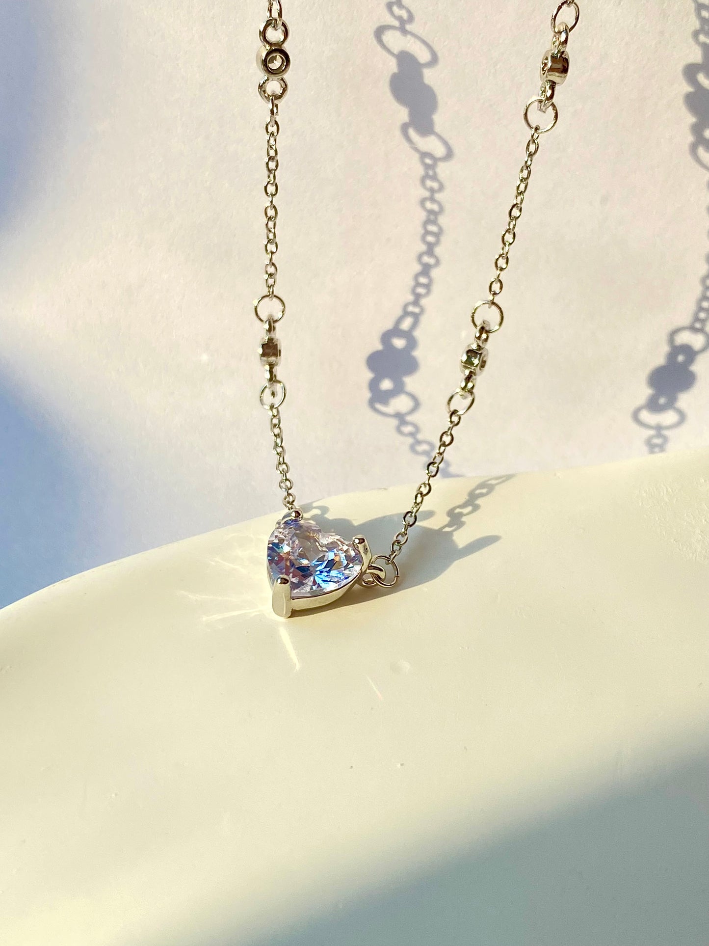 S925 sterling silver heart-shaped necklace