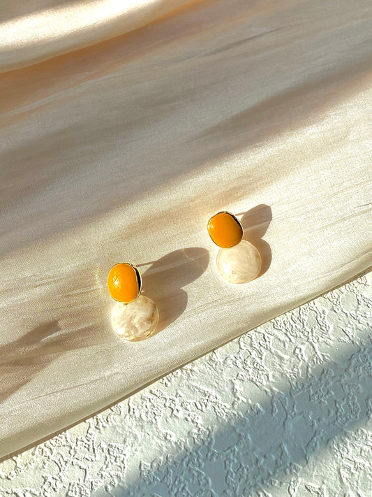 925 silver retro geometric color contrast earrings