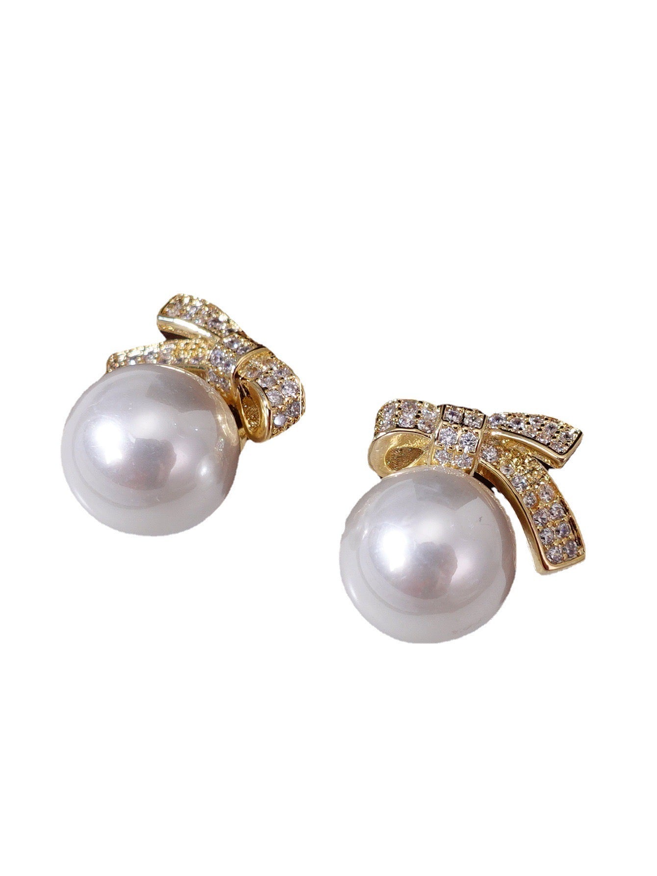 925 silver bow pearl earrings