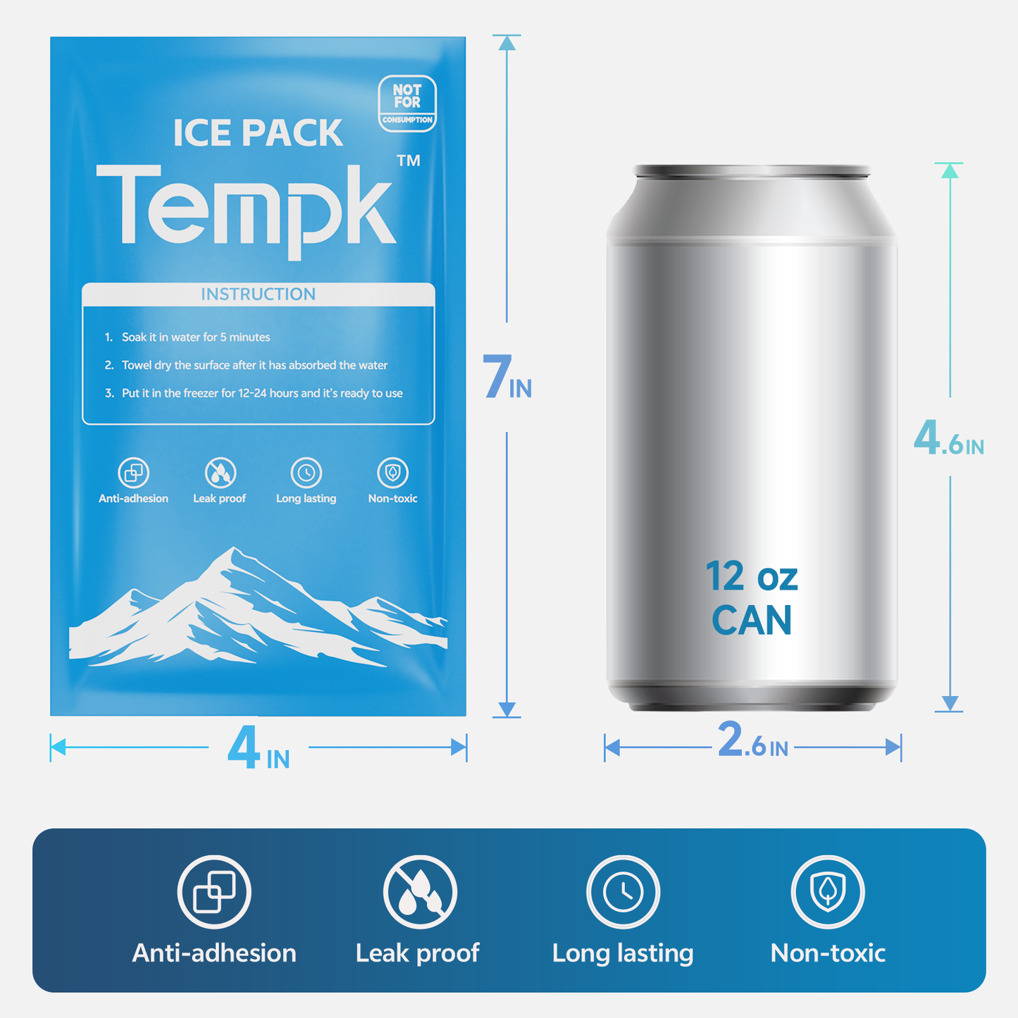 Dry Ice Packs for Shipping Non-Stick for Food Ice Bag Double-Sided Absorption Long Lasting Shipping Cold Packs for Coolers Lunch Bags Freezer 20 Packs